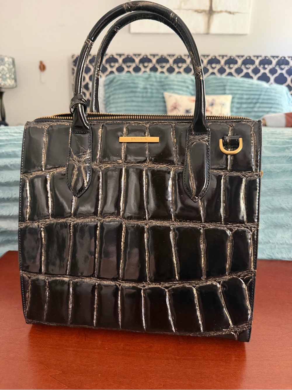 Brahmin Caroline Black Nerina Satchel with Matching Wallet - Picture 9 of 9